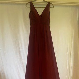 V-Neck Floor Length Bridesmaid Dress